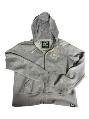 Roots Light Grey Full-Zip Hoodie over 20 yrs of cozy comfort